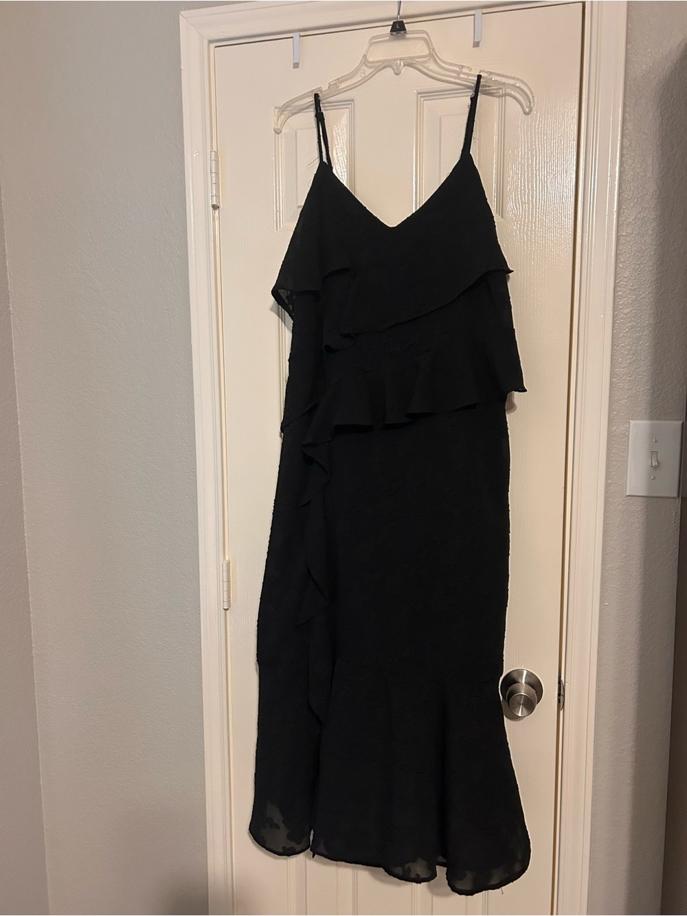 wild fable Black Ruffle Midi Slip Dress